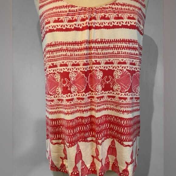 Lilly Pulitzer Coral/White Silk Blend Tank Top Size Medium - Picture 3 of 12